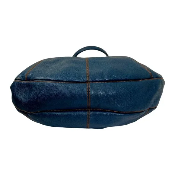 Tod’s Blue Pebbled Leather Belted Shoulder Bag EUC - Picture 7 of 16